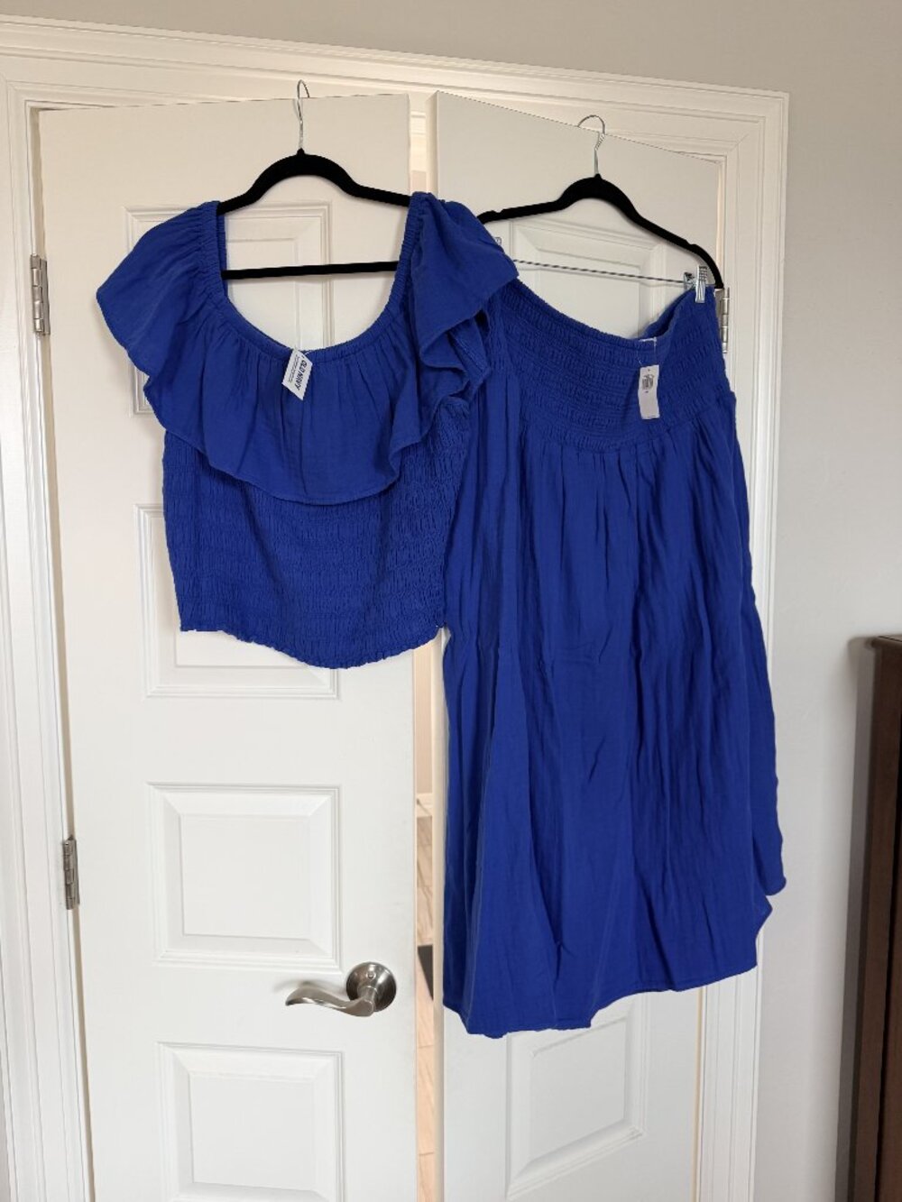 Old Navy Ruffle Smocked Two-Piece Crop Top Skirt Set Women's 2X Blue